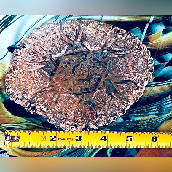 American Brilliant Period Cut glass 6” crystal dish trinket bowl perfect ABPCG - Picture 3 of 3
